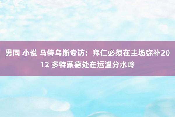 男同 小说 马特乌斯专访：拜仁必须在主场弥补2012 多特蒙德处在运道分水岭